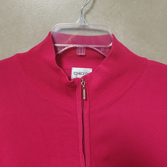 Chico's Long Sleeves Full Front Zip Deep Pint Sweater Size 2 (12 Medium) - Picture 5 of 7